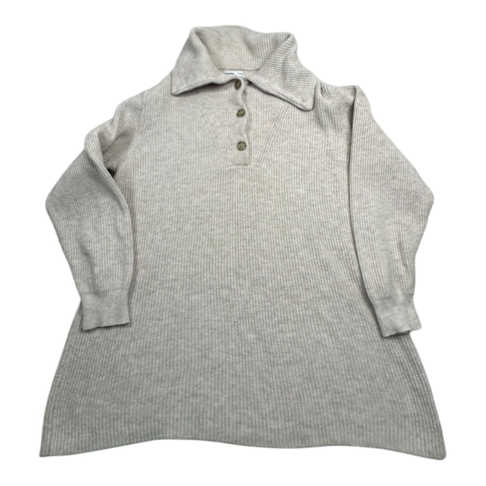 SONOMA Goods For Life Women's Beige Ribbed Knit Button‎ Collar Sweater Dress XL